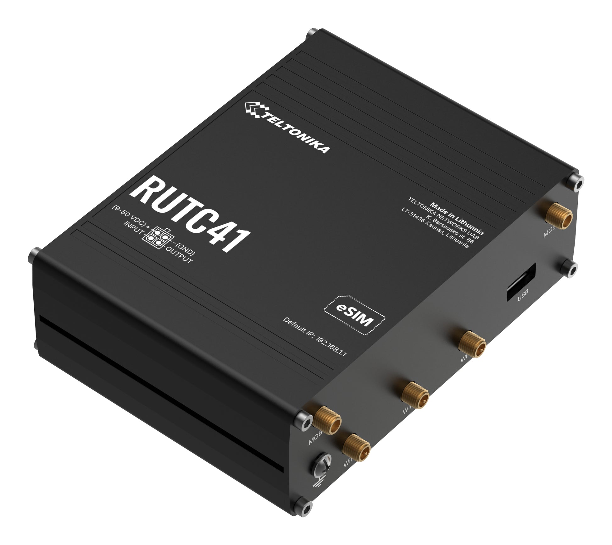 Teltonika RUTC41 VPN-Router – 4G LTE, Wi-Fi 6 Dual-Band, 5× 1G RJ-45, 1× USB, Dual-SIM, Schwarz
