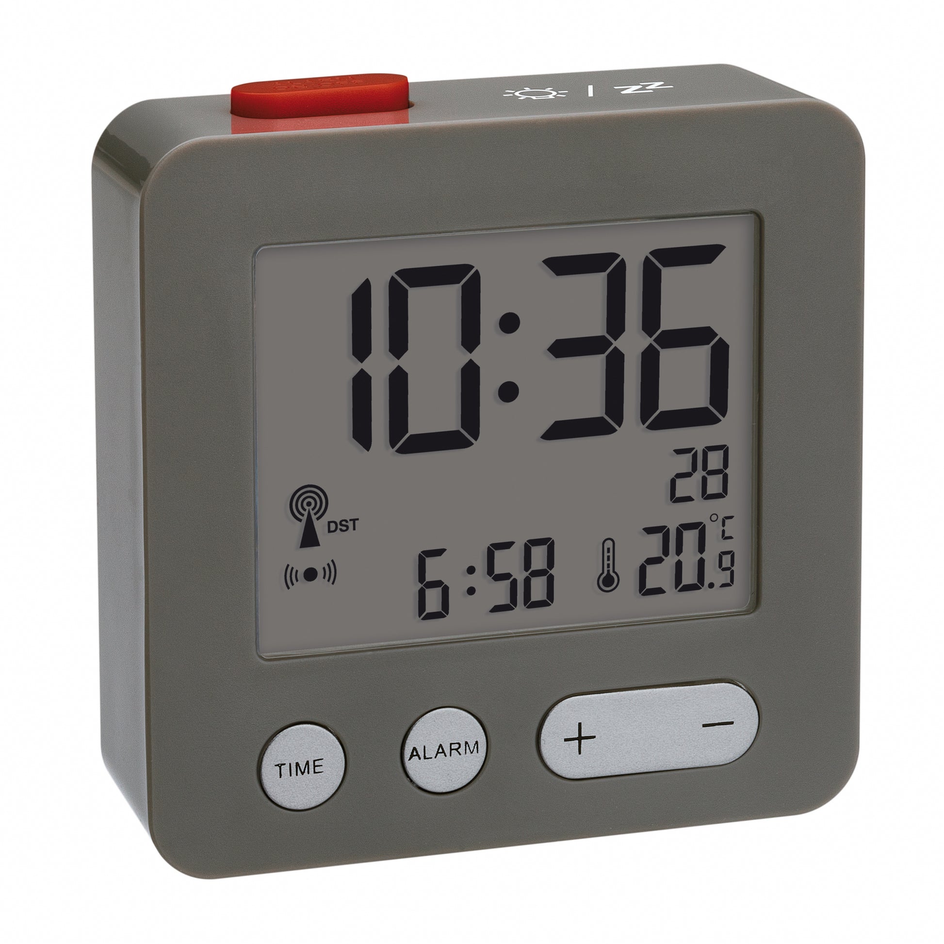 TFA-Dostmann TFA Dostmann Digitalwecker – Funk, Schlummerfunktion, Thermometer, 2,2 × 6,6 × 6,8 cm, Schwarz, Kunststoff