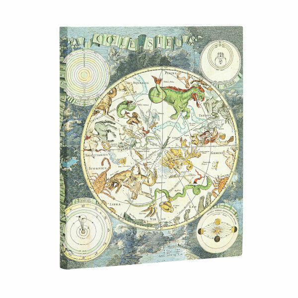 Paperblanks Flexis Notizbuch, 180 × 230 mm, liniert, Fadenheftung, 176 Seiten – Planisphäre