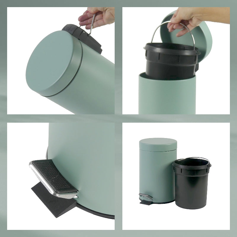 Kela Kosmetikeimer Monaco – 3 l – Metall, rund – Jadegrün