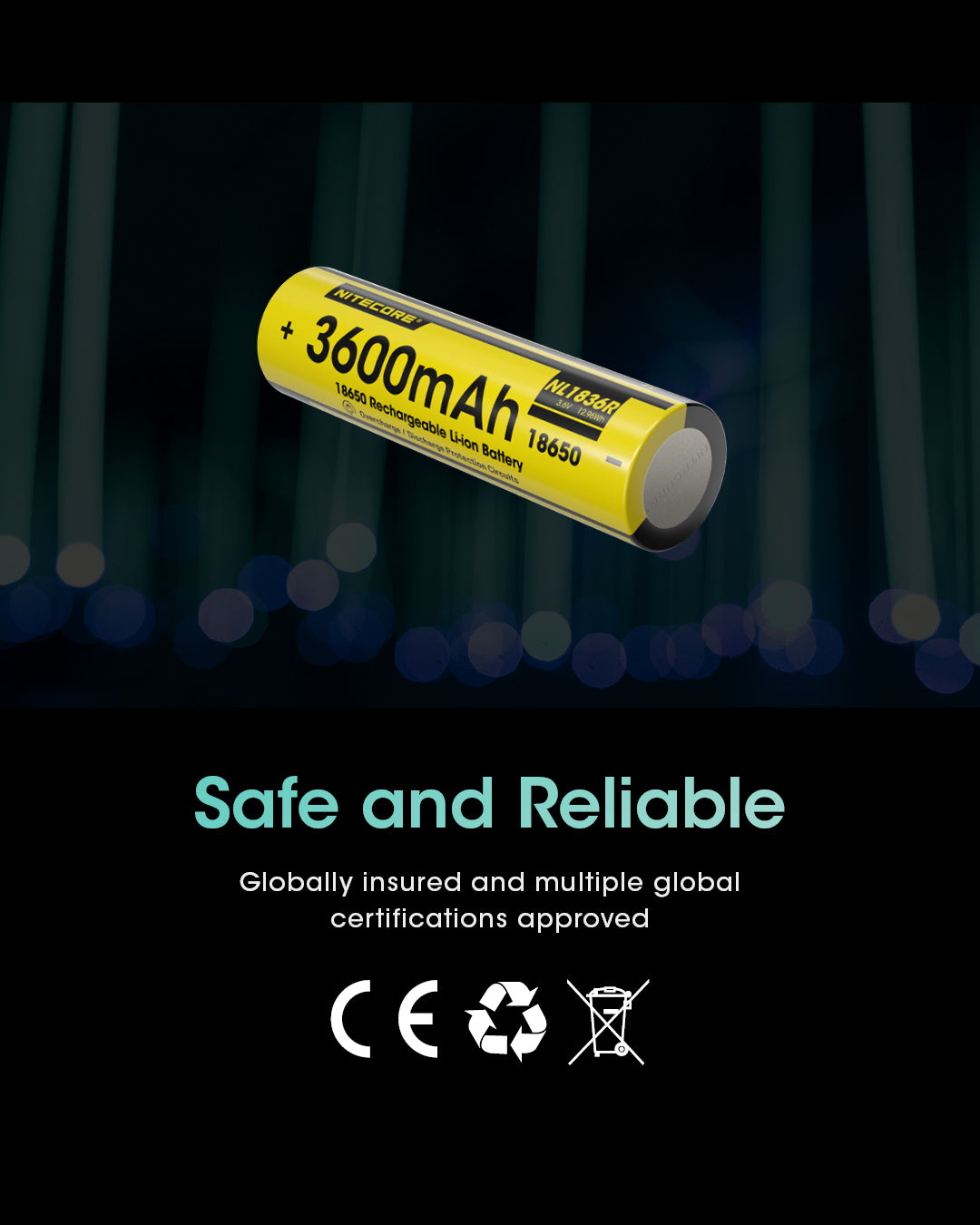 Nitecore 18650 Akku, Li-Ion, 3600 mAh, 3,6 V – 1 Stk.