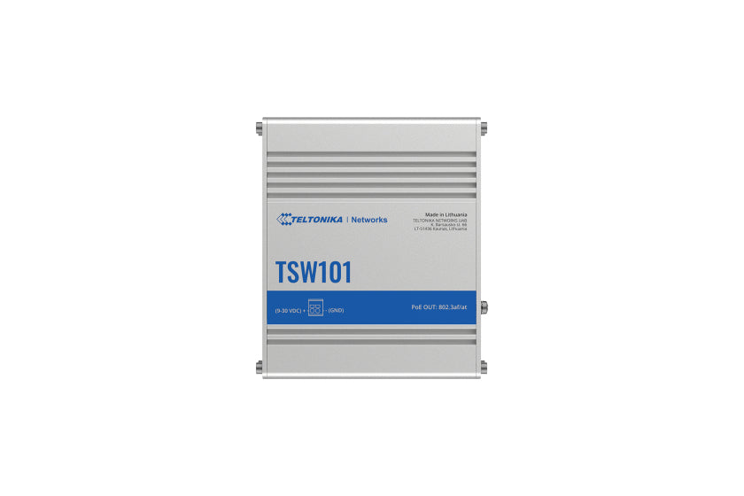 Teltonika TSW101 – Unmanaged Switch – 5× 1G (4× PoE+), PoE-Budget 120 W