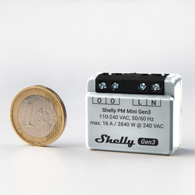 Shelly PM Mini Gen3 – Smart-Steckdose – WLAN, 8 A, Verbrauchsmessung – für Amazon Alexa, Google Assistant