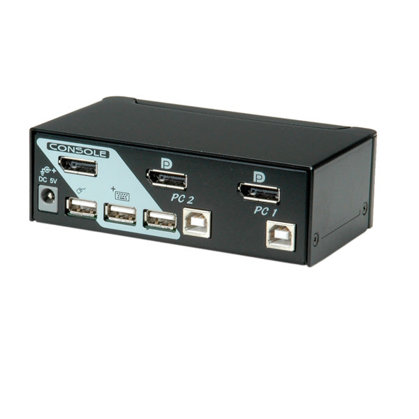 ROLINE 2-Port DP KVM-Switch – 1920 × 1200, USB 2.0-Hub