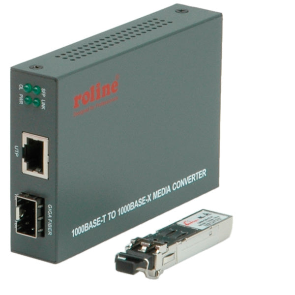 ROLINE RC-1000SX/LC – Medienkonverter – 1000Base-SX, 1× RJ-45 1G, 1× LC, Multimode, Reichweite 500 m, Schwarz