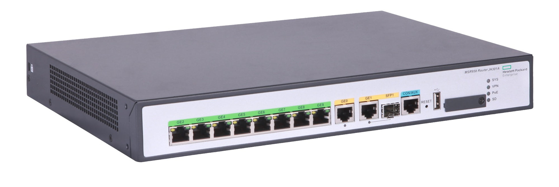 HPE MSR958 – VPN-Router – 8×GbE, 1×Combo-SFP, Ethernet-WAN, PoE
