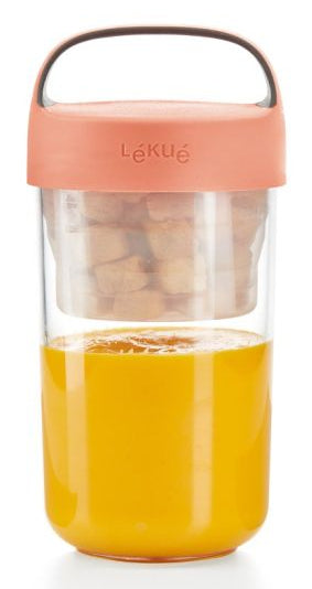 Lékué Lunchbecher To Go 600 ml, Ø 9,2 × 18,8 cm, Tritan, Koralle