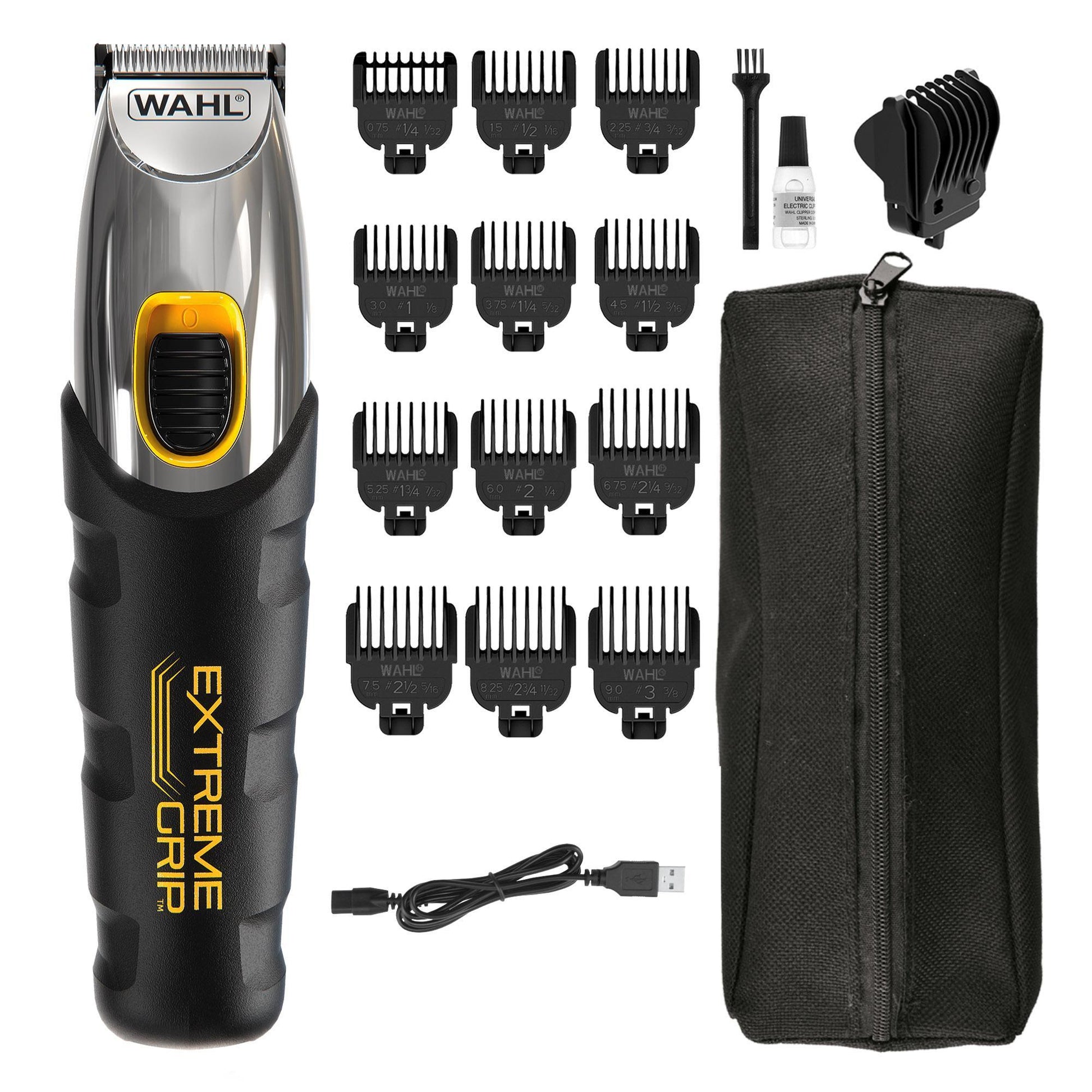 Wahl Barttrimmer – Schnittlänge 0,5–9 mm, Schnittbreite 3 cm, 240 min Akku – Silber