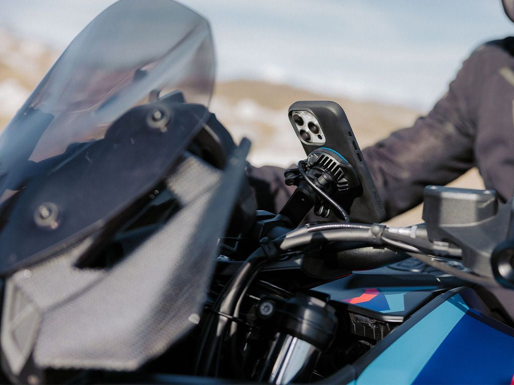 Quad Lock Motorrad-Halterung, Klemmhalterung, 360° – für Quad Lock Cases – Schwarz, Aluminium