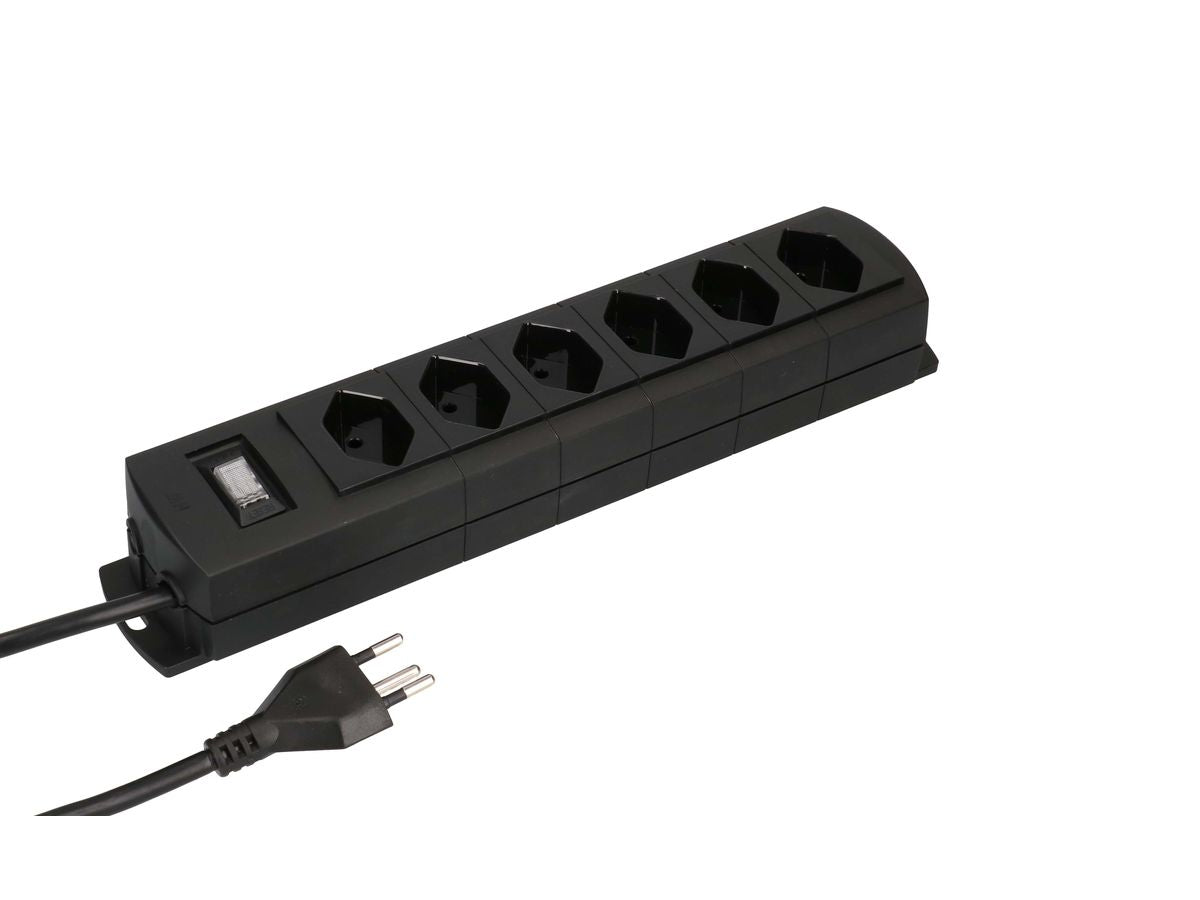 Max Hauri AG Max Hauri Standard Steckdosenleiste, 6×T13, mit Schalter, 3 m, Eingang T12, Magnet – schwarz