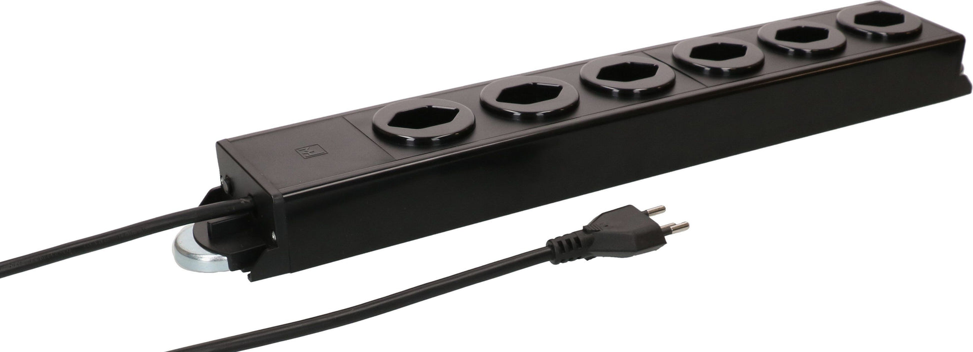 Max Hauri AG Max Hauri POWER-LINE Steckdosenleiste, 6×T13, ohne Schalter, 1,5 m, Überstromschutz, Eingang T12 – schwarz
