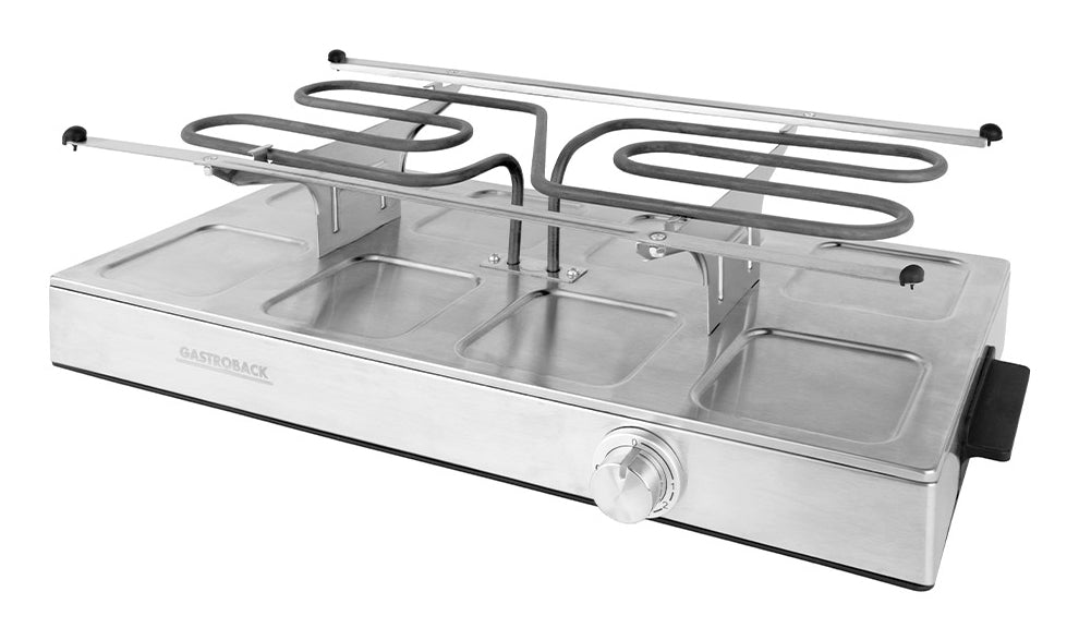 Gastroback Raclette 42563 – 8 Personen, 1700 W, 12 Pfännchen, Aluminiumguss – schwarz/edelstahl