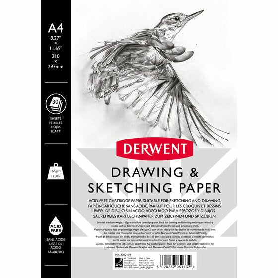 Derwent Zeichenblock – A4, 165 g/m², perforiert, 30 Blatt