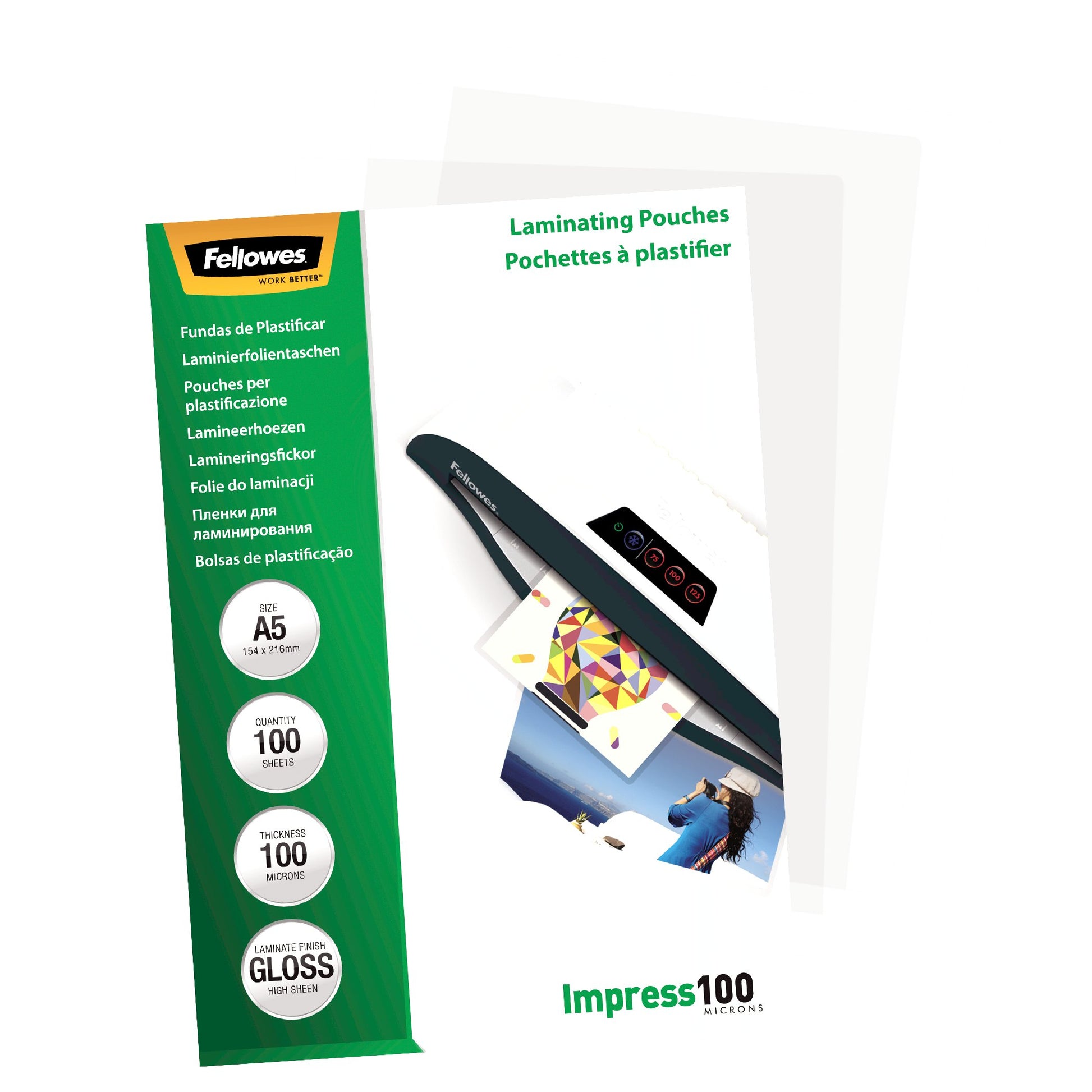 Fellowes Laminierfolien – A5, 100 µm, Transparent