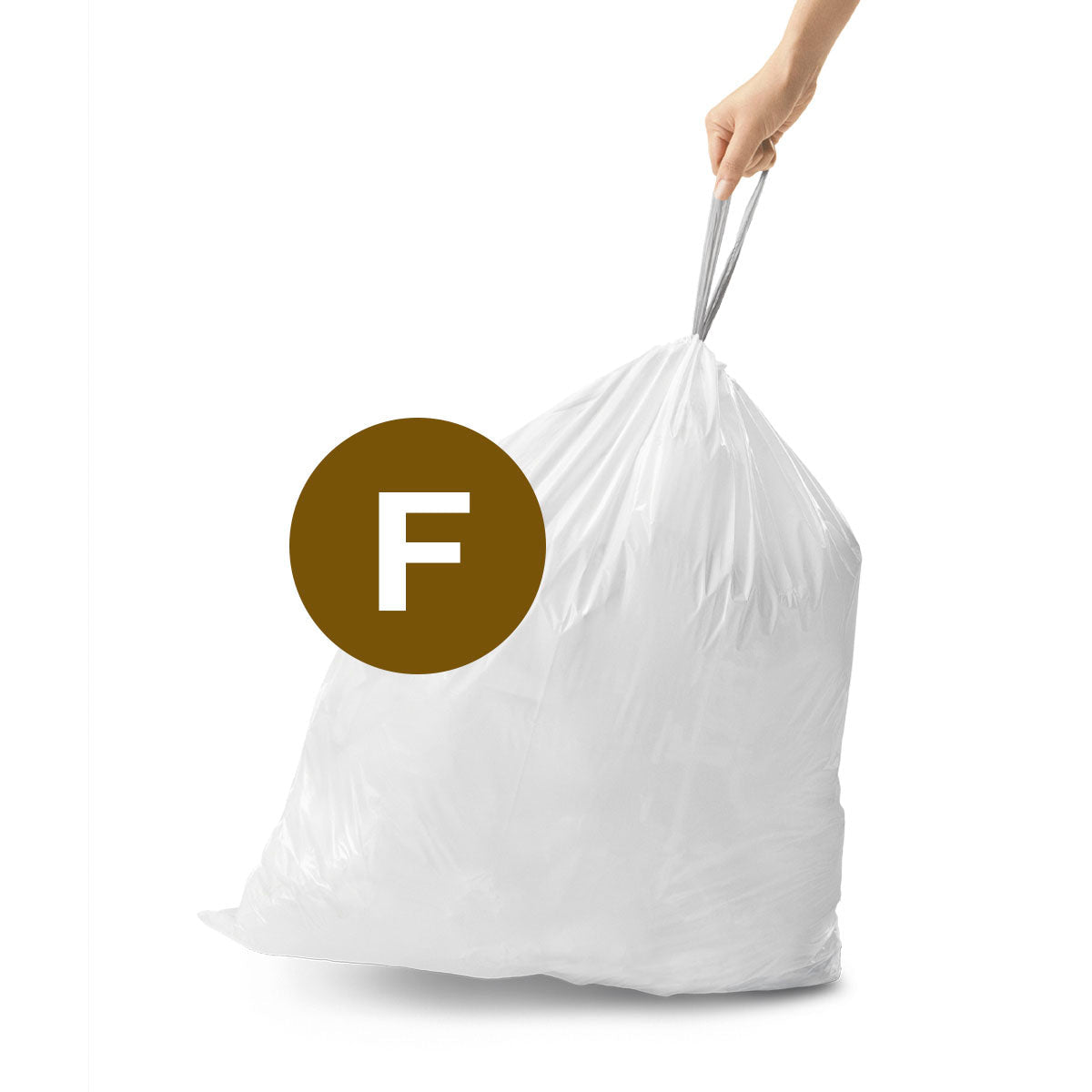 simplehuman Kehrichtsack für Code F – 30 l, mit Zugband, PE, weiss, 508 × 553 mm, 100 Stk
