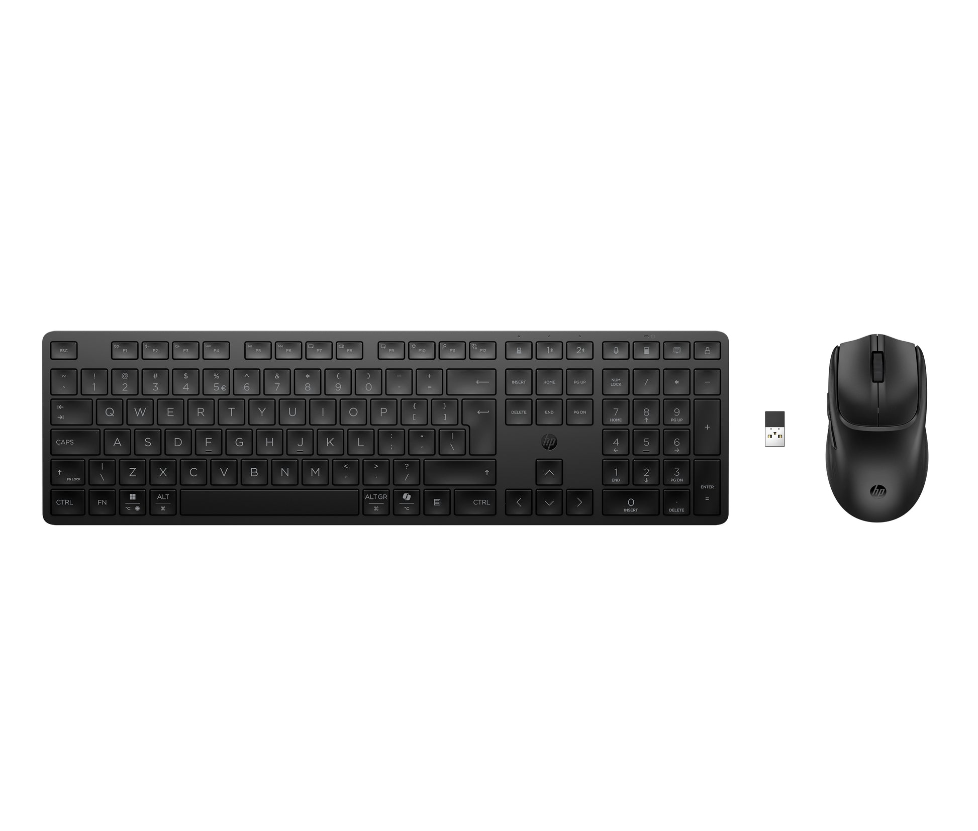 HP 495C – Tastatur-Maus-Set – Bluetooth & 2,4 GHz (USB-A Empfänger), leise Tasten, Multi-Device – Schwarz