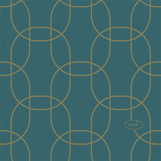 Duni Servietten Golden Deco, blau – 20 × 20 cm, 3-lagig – 180 Stück