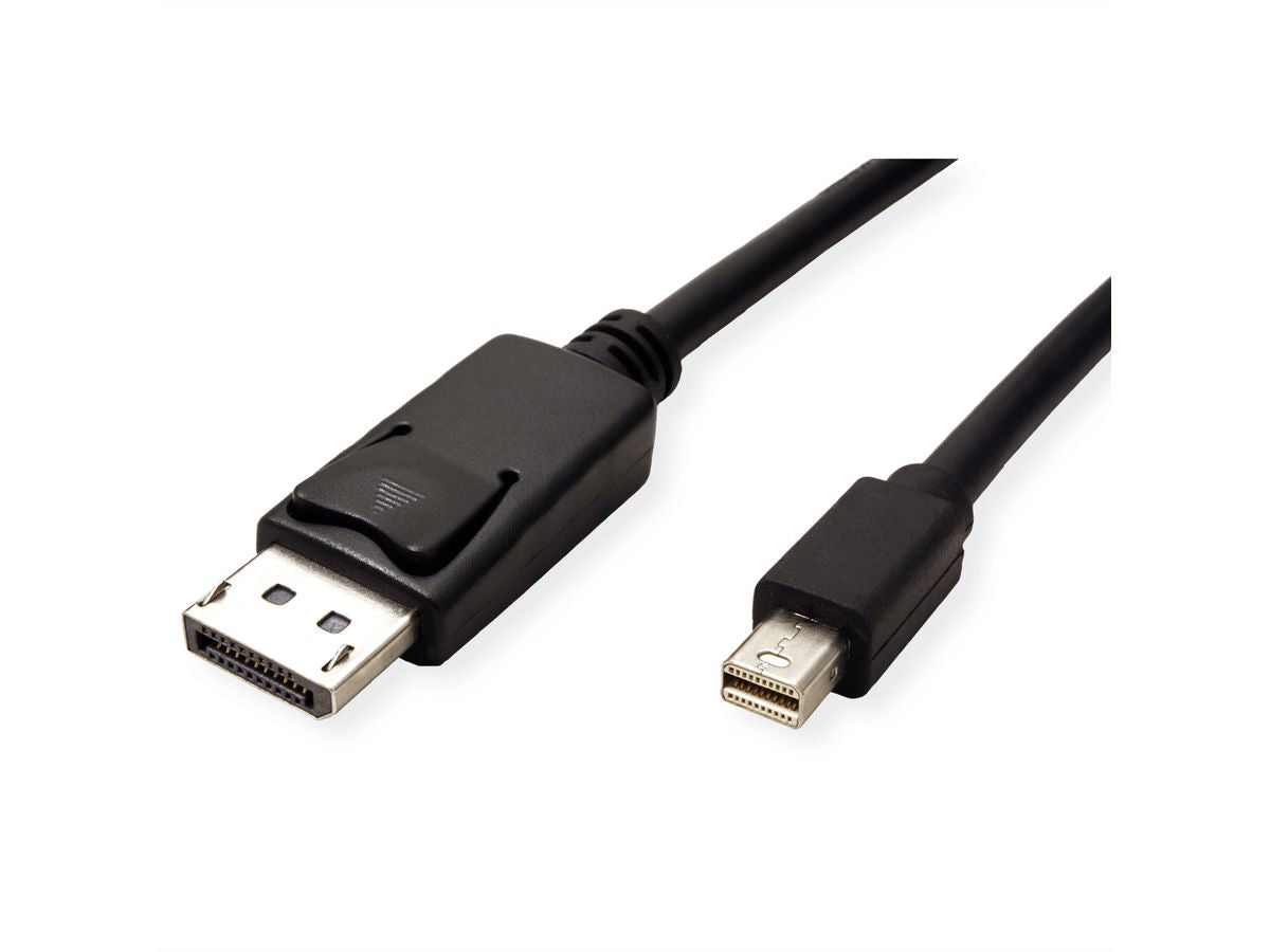 ROLINE GREEN Mini-DisplayPort-auf-DisplayPort-Kabel DP 1.2 4K 60 Hz – 5 m – für Notebook, PC, Monitor