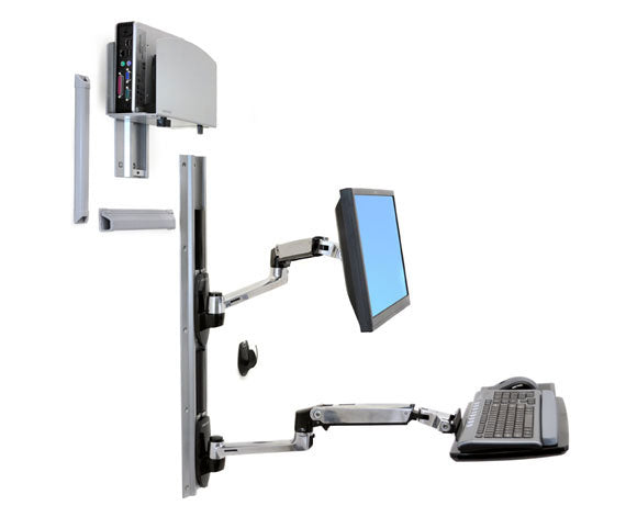 Ergotron LX Wandhalterung - bis 32", Tragkraft 2,3–11 kg, CPU-Halterung (Medium), Silber