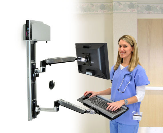 Ergotron LX Wandhalterung - bis 32", Tragkraft 2,3–11 kg, CPU-Halterung (Medium), Silber