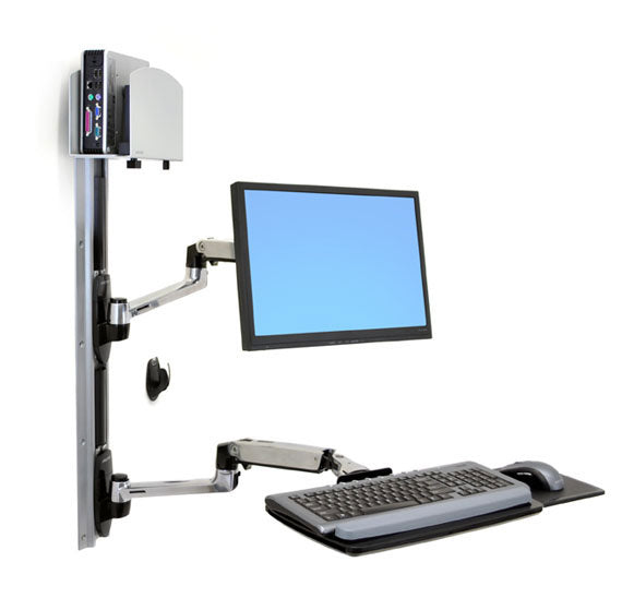 Ergotron LX Wandhalterung - bis 32", Tragkraft 2,3–11 kg, CPU-Halterung (Medium), Silber