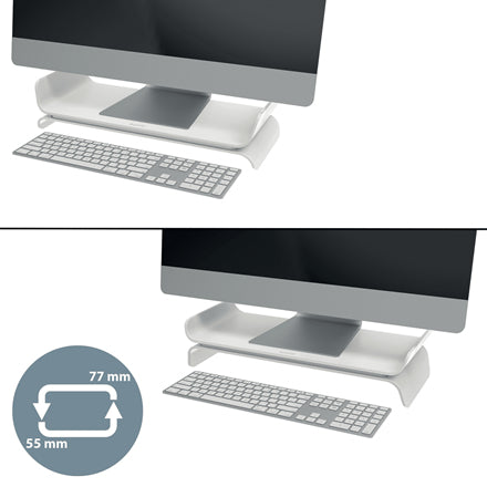Leitz Ergo – Monitorhalterung, Standfuss, bis 27", 8 kg, höhenverstellbar, hellgrau
