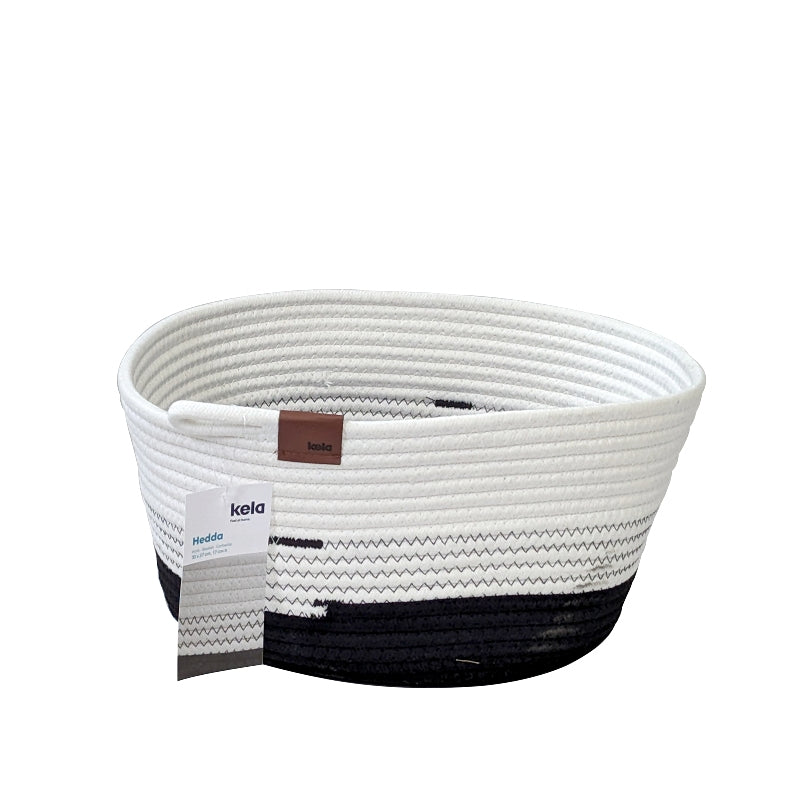 Kela Hedda Aufbewahrungskorb – Baumwolle/Polyester – Schwarz/Weiss – 300 × 170 × 320 mm