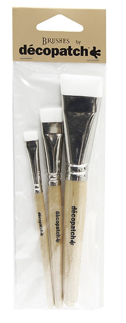 Décopatch Pinsel – 10, 17, 30 mm, 3er-Set, Nylon, Holz, für Lacke, Acryl