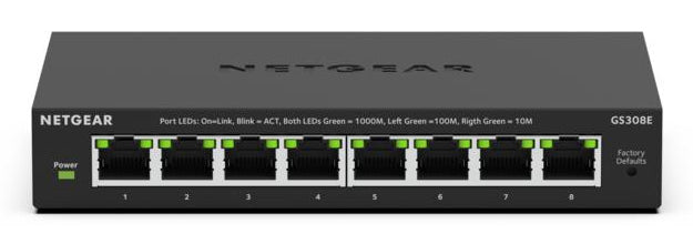 NETGEAR GS308E – Managed L2/L3 Switch – 8× 1G