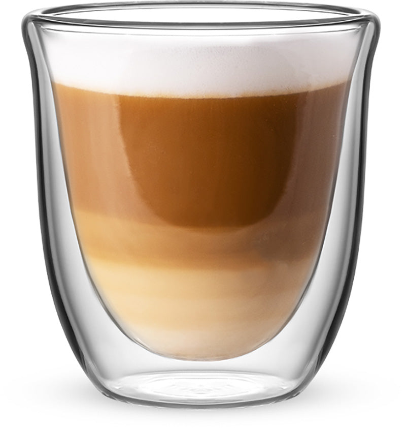 Bialetti Cappuccinotasse – 2er Set, 200 ml, Borosilikatglas, Transparent, doppelwandig, mikrowellengeeignet