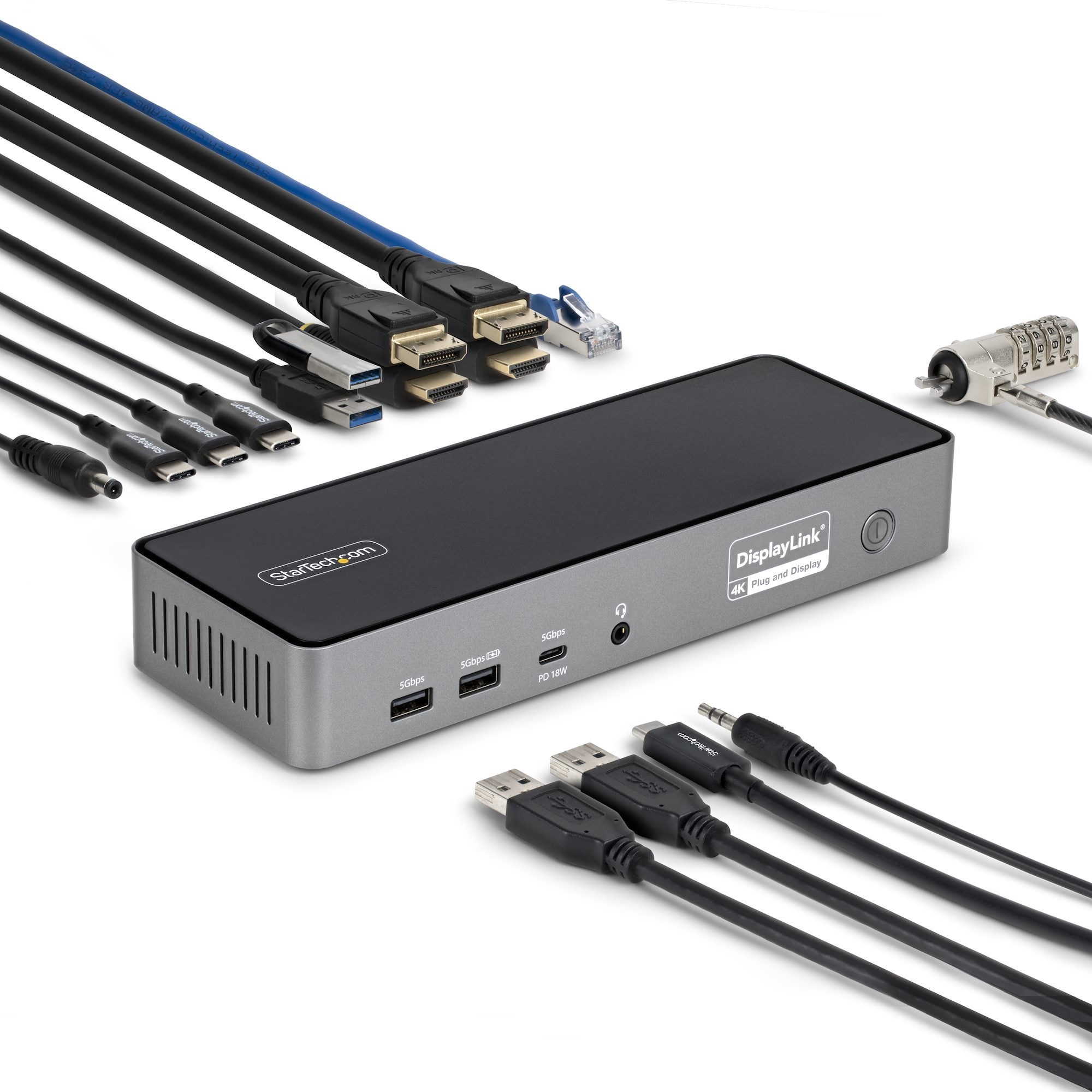 StarTech.com DK30C2DPEPRUE Dockingstation – USB-C, 2× DP, 2× HDMI, 4× USB-A, 2.5GbE, für Windows/Mac/Linux