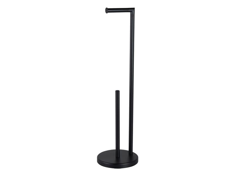 COCON Toilettenpapierständer – Edelstahl matt, schwarz, für 2 Rollen, B 19 cm, H 66 cm