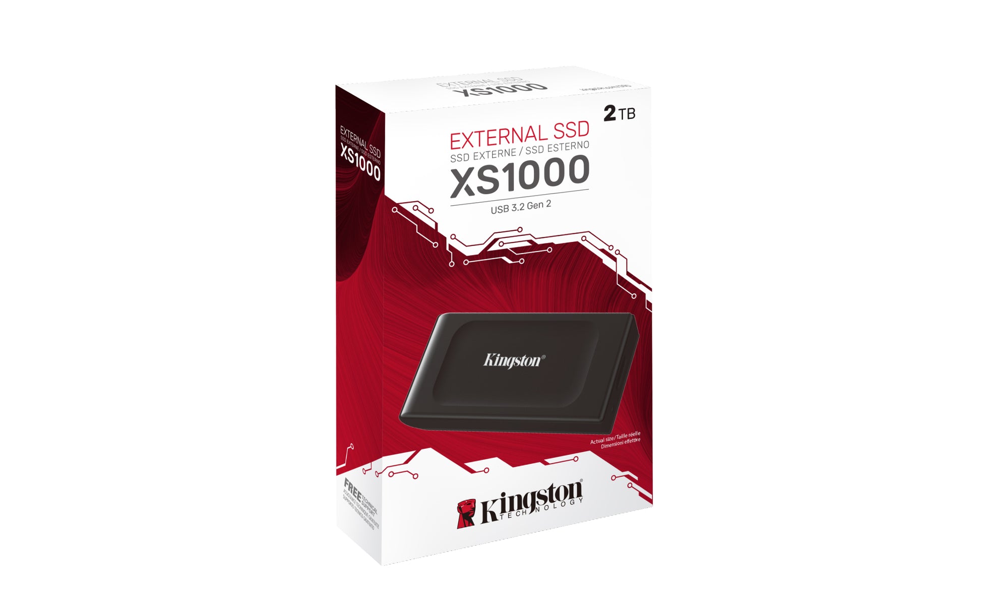 Kingston Technology Kingston XS1000 SSD – 2 TB, USB 3.2 Gen 2, inklusive USB-C-auf-USB-A-Kabel