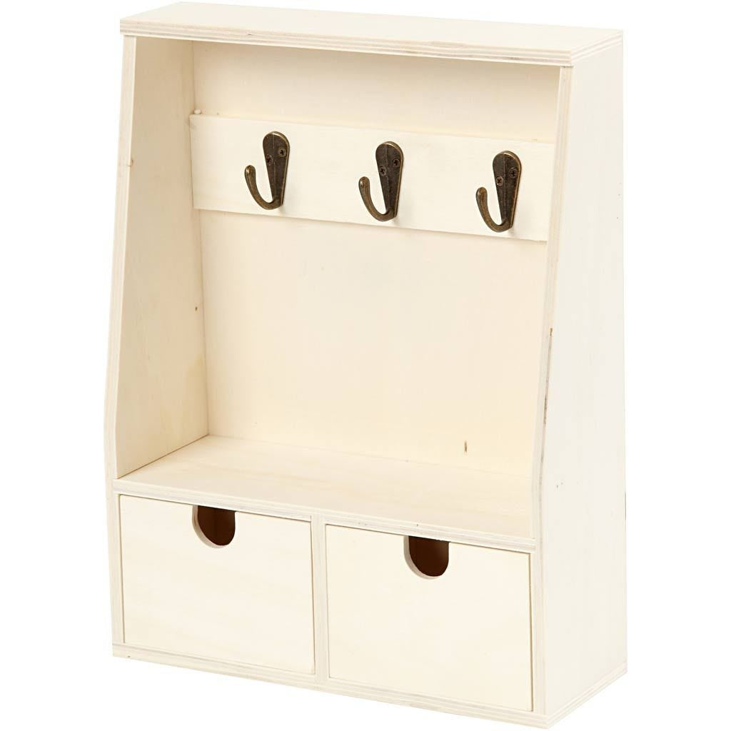 Creativ Company Wandgarderobe mit 3 Haken – Holz – braun – 220 × 285 × 80 mm