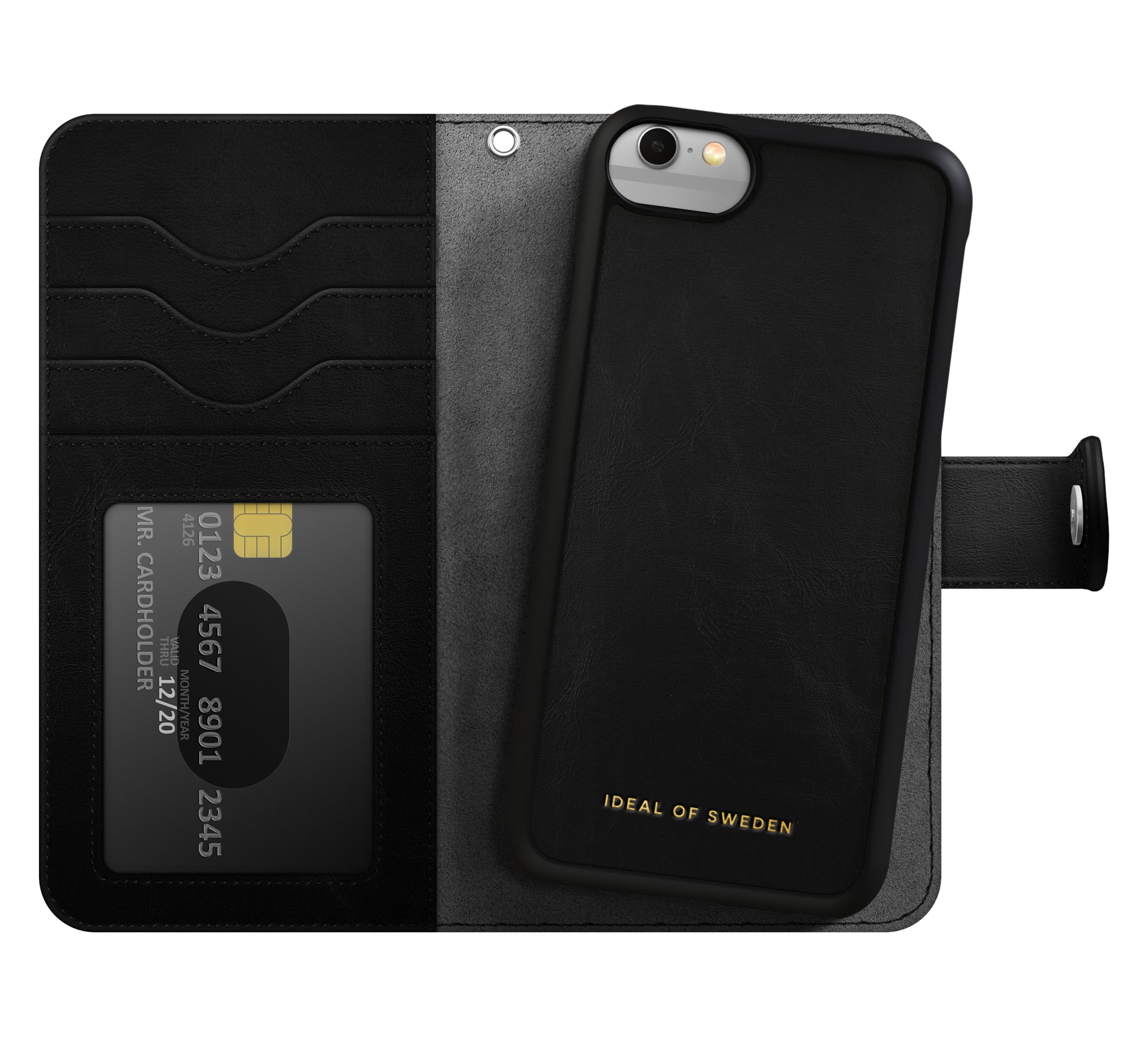Ideal of Sweden – Booklet-Hülle – für Apple iPhone 6–8/SE (2020) – schwarz – mit Kartenfach, Magnetverschluss