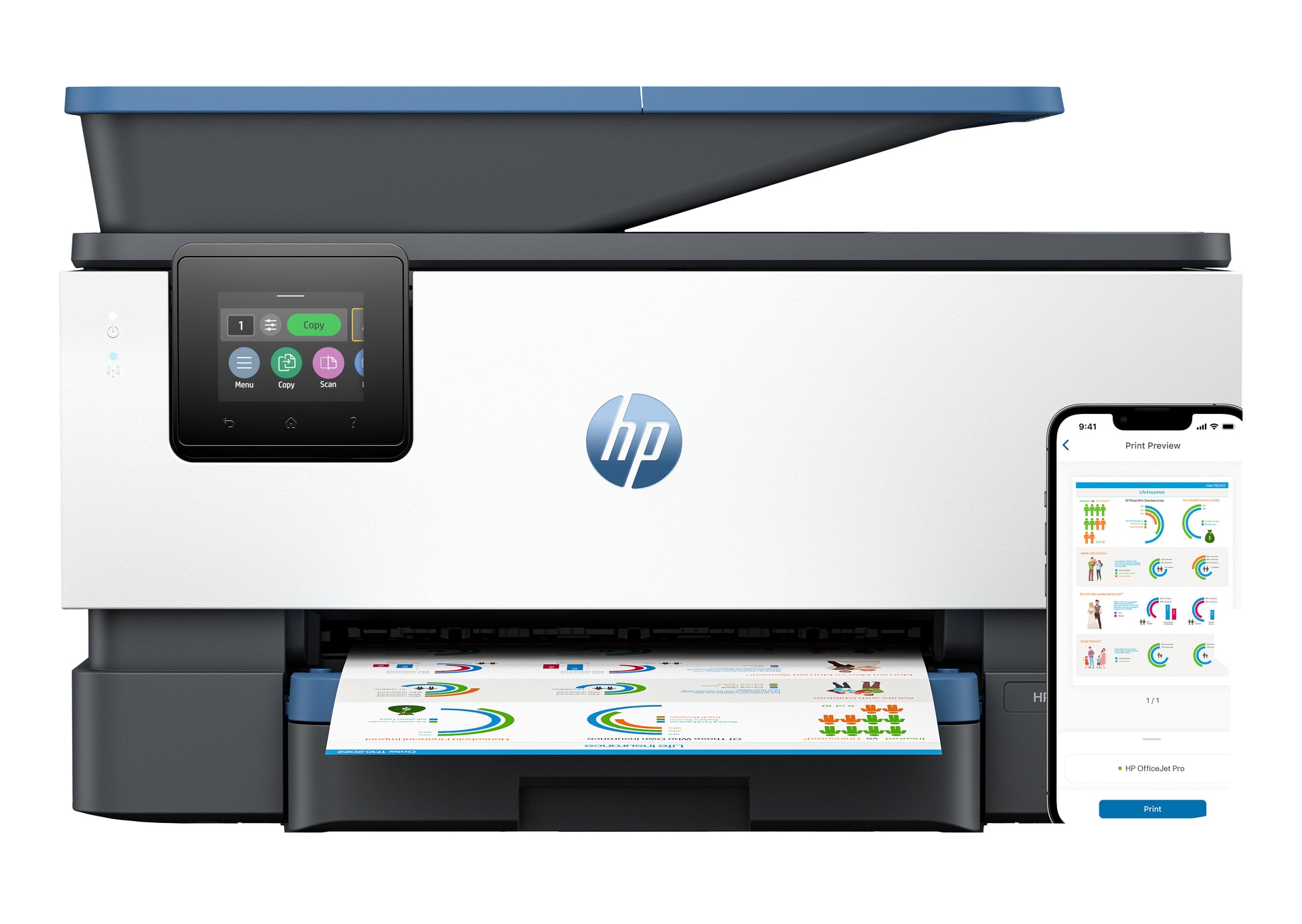 HP Officejet Pro 9125E – Farbiges Tintenstrahl-MFP A4, 3-in-1 – WLAN – 22 S./Min. S/W