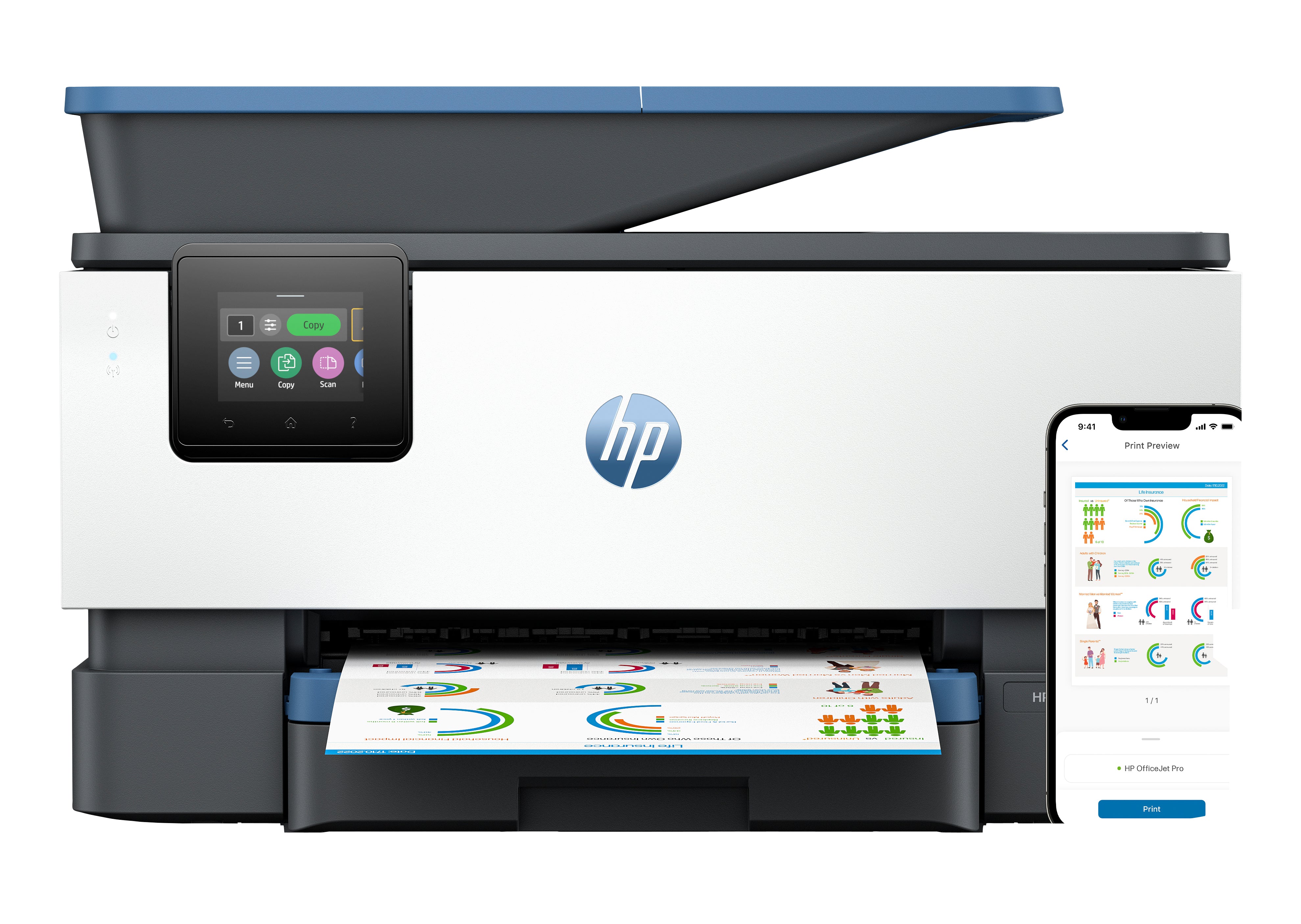 HP Officejet Pro 9125E – Farbiges Tintenstrahl-MFP A4, 3-in-1 – WLAN – 22 S./Min. S/W