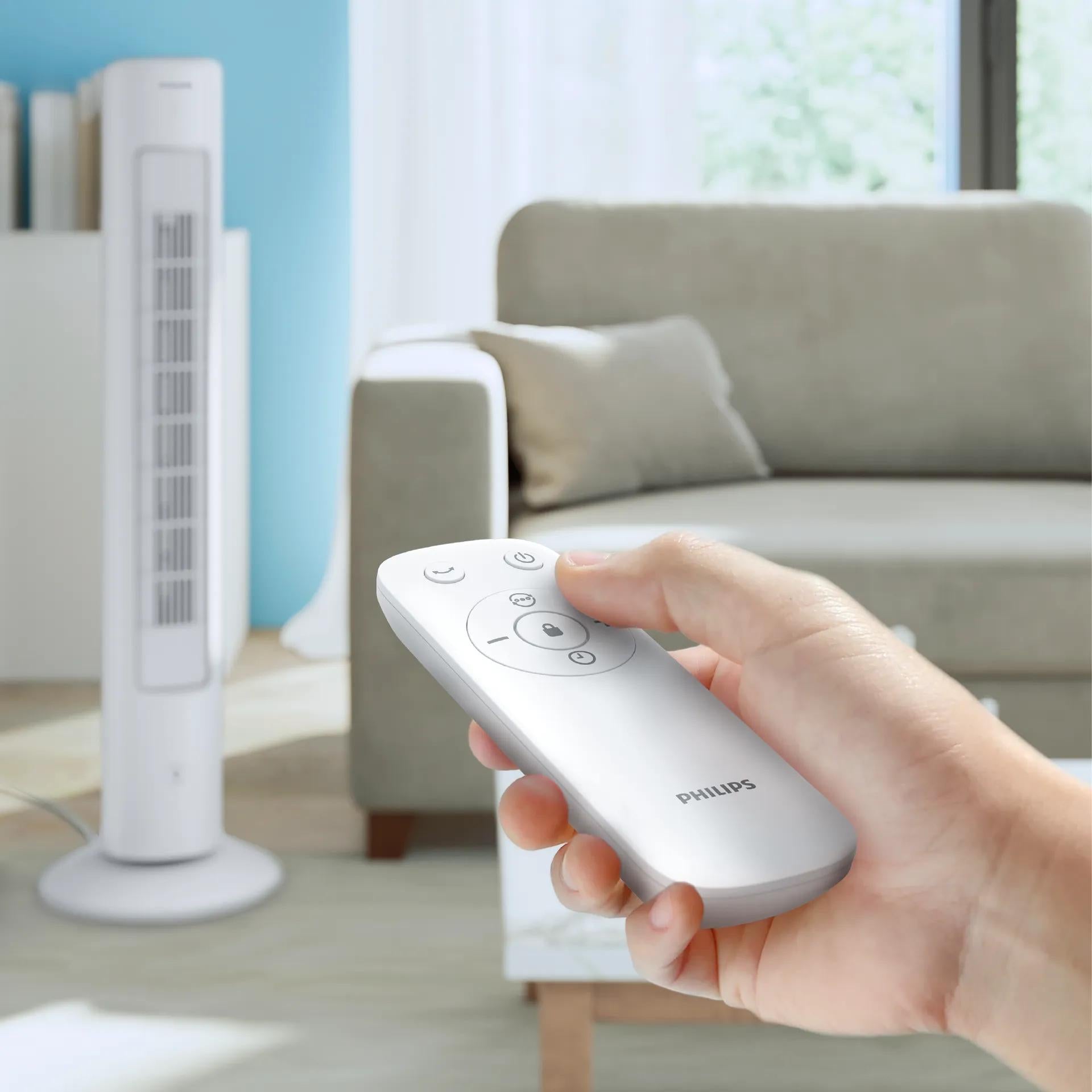Philips Turmventilator CX5535/00 – 40 W, 3 Stufen, oszillierend, Timer, Fernbedienung, 2230 m³/h, 46 dB(A)