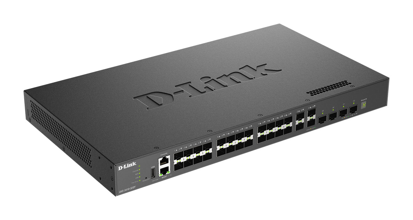 D-Link DXS-3410-32SY/E – Managed Switch – 28×10G SFP+, 4×25G SFP28, L3, 1U