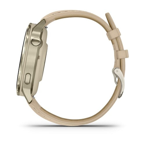 Garmin Venu 4 41 mm GPS – Edelstahl Gold, Sportarmband, Sand, 50 m