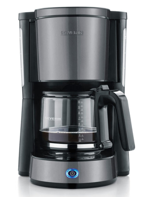 Severin KA9572 Filterkaffeemaschine – 10 Tassen, 1,2 l, Karaffe, Schwarz/Silber, 23,5 × 33,8 × 27 cm