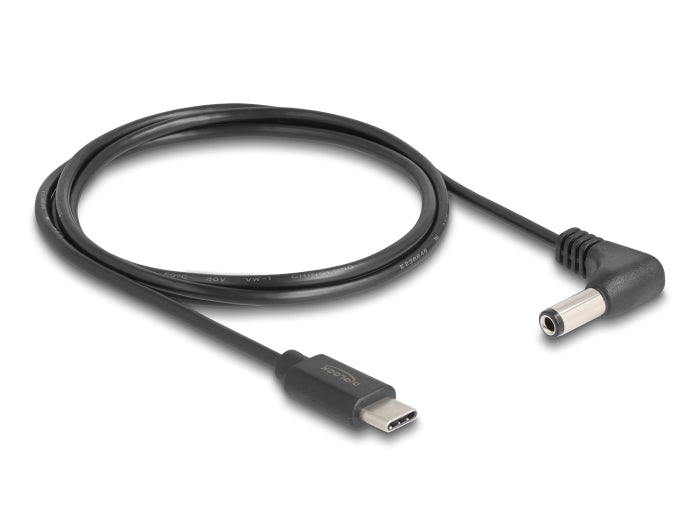 DeLOCK USB-C-zu-DC 5,5×2,5 mm Stromkabel – 1,5 m, 5 V/1 A, gewinkelt, schwarz
