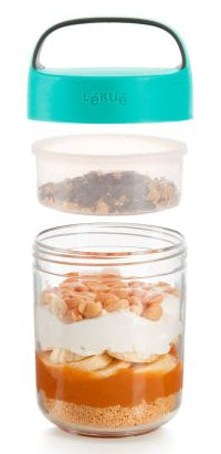 Lékué Lunchbecher 884948 – 400 ml, Ø 9,2 cm, Kunststoff (Tritan), Türkis, mikrowellengeeignet