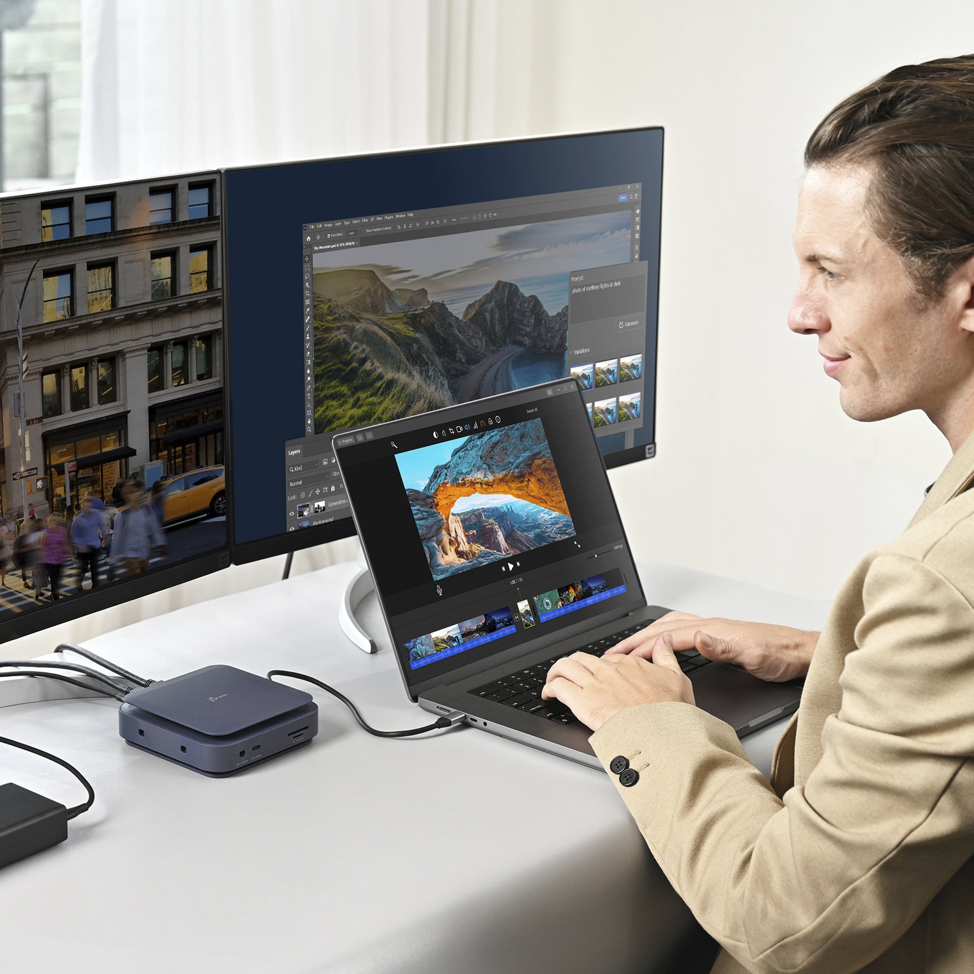 j5create JCD3196-N Dockingstation – USB-C, 2× HDMI, 2× USB-A, 3× USB-C, 140 W PD, GbE, für Windows/Mac