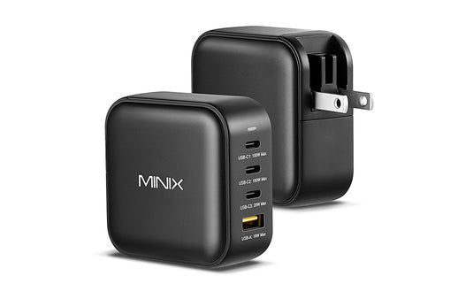 MINIX NEO P3 Ladegerät – 100 W, 3× USB-C + 1× USB-A, GaN – für Smartwatch, Tablets