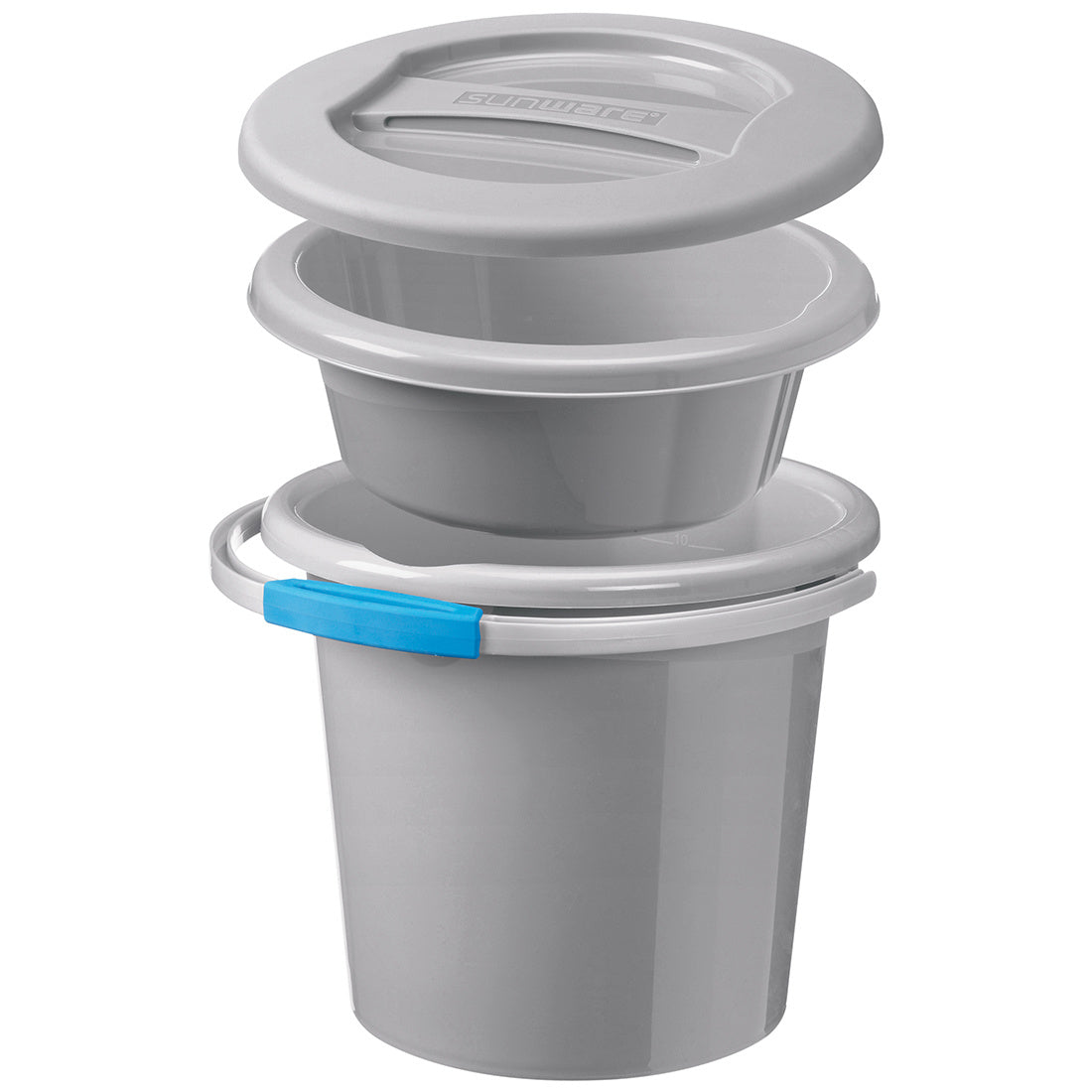 Sigma home Putzeimer Water-Line Set – 12 l – Kunststoff – Grau – 32,0 × 35,0 × 28,0 cm