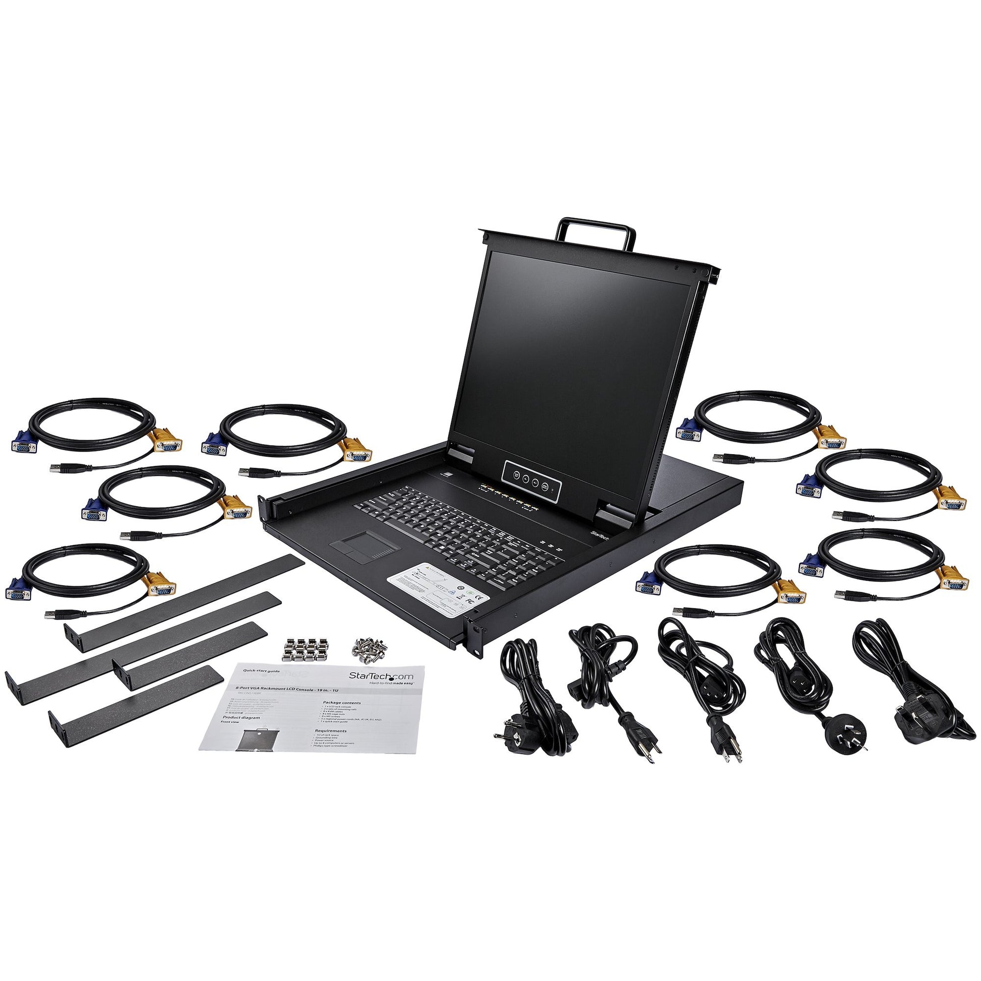 StarTech.com 19" Rack-LCD-Konsole – 1280 × 1024, 8-Port VGA KVM, USB 2.0 – 1U