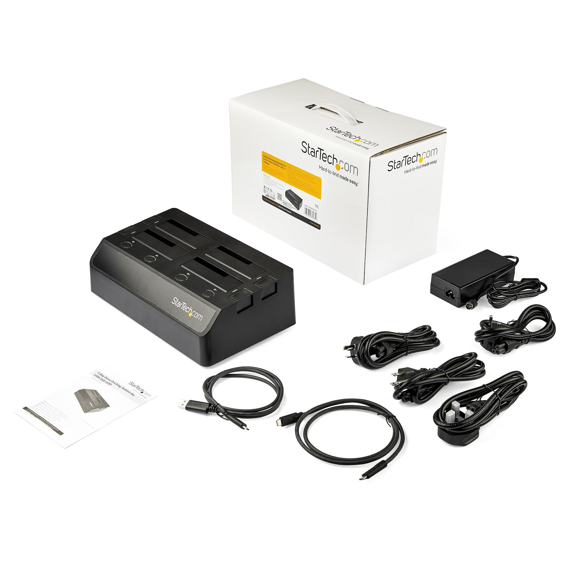 StarTech.com SSD/HDD Dockingstation – 4-Fach, für 2,5"/3,5" HDD/SSD, SATA, USB 3.2 Gen 2 Typ-C (10 Gbit/s)