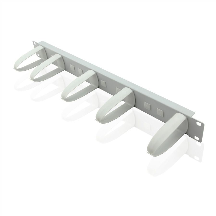 VALUE Rangierpanel 19" 1U, 5 Kabelringe 42×85 mm – Grau