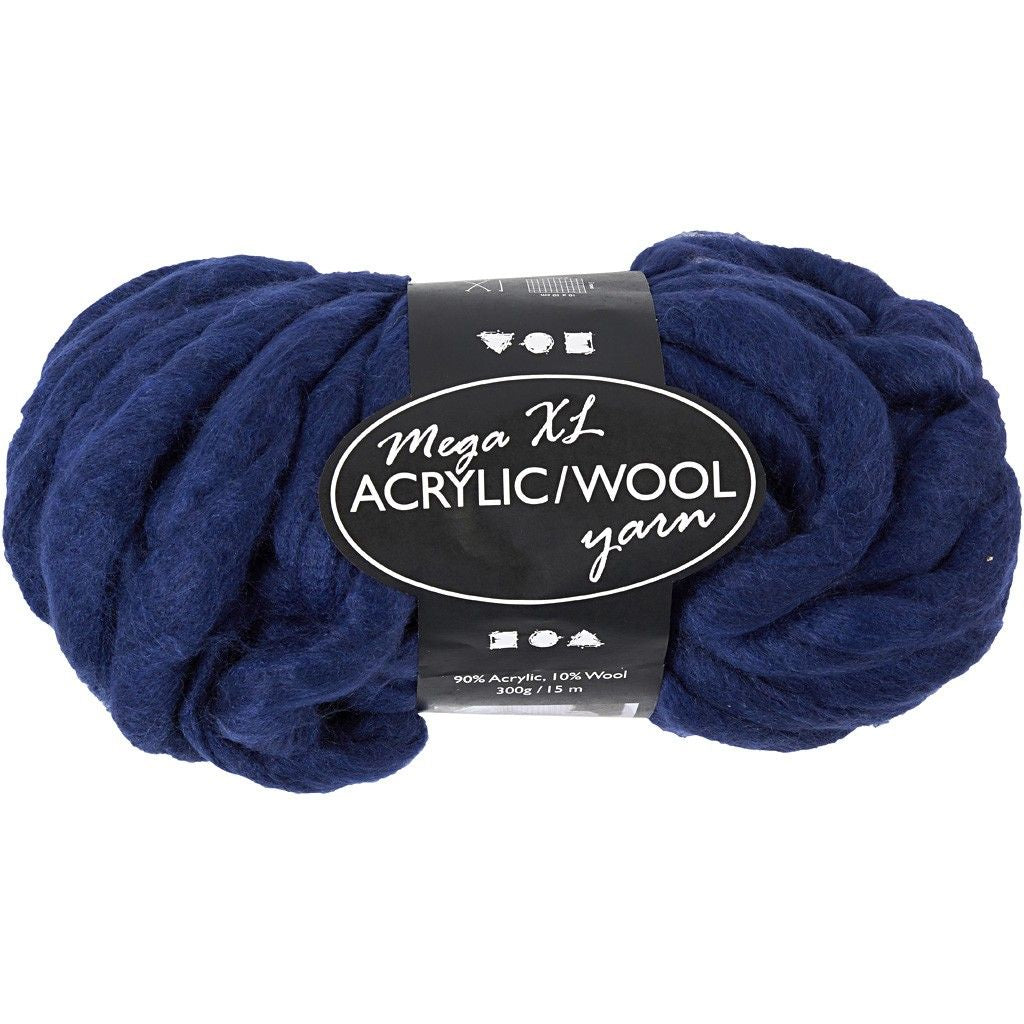 Creativ Company Acrylwolle XL Garn Dunkelblau – Acryl, 300 g, 15 m, Nadel 35 mm, 1 Stk.